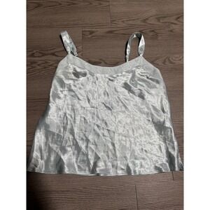 Vintage Morgan Taylor Intimates Blue Satin Cami Top Adjustable Straps size Large